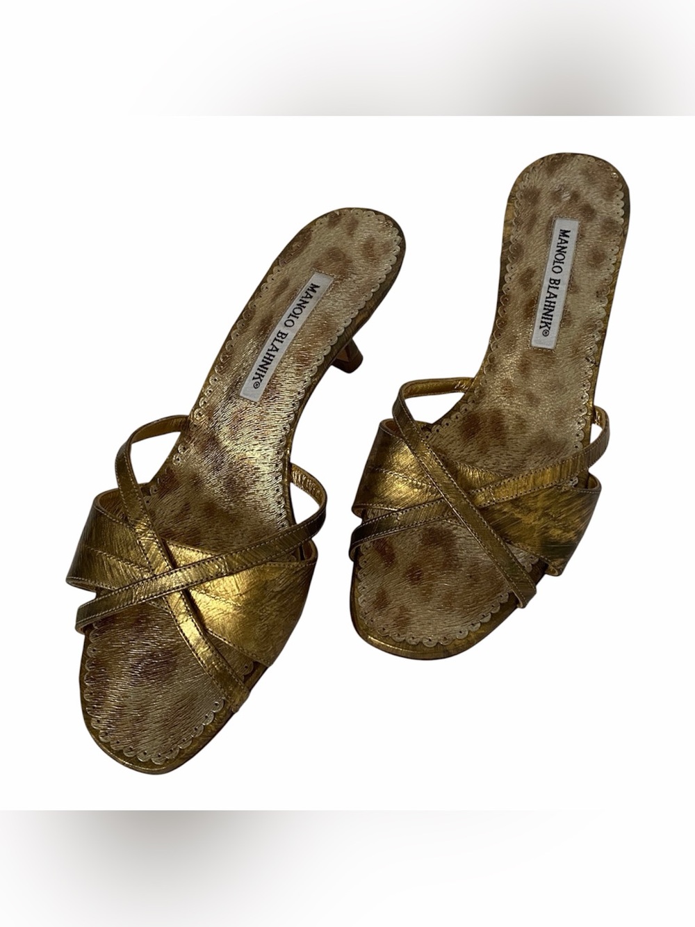 Vintage Manolo Blahnik Metallic Kitten Heels Size 41 1/2